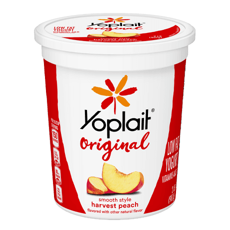 Yoplait Original Tub Harvest Peach Yogurt, front of product.