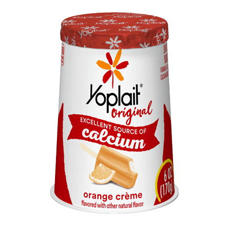 Yoplait Original Single Serve Orange Crème Yogurt, front of product.