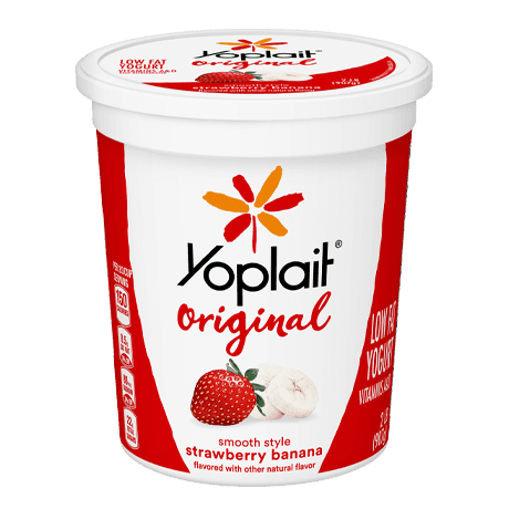 Yoplait Original Tub Strawberry Banana Yogurt, front of product.