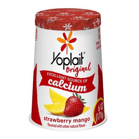 Yoplait Original Single Serve Strawberry Mango Yogurt, front of product.