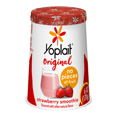 Yoplait Original Single Serve Strawberry Smoothie Yogurt, front of product.