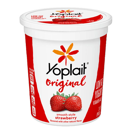Yoplait Original Tub Strawberry Yogurt, front of product.