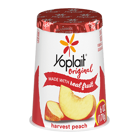 Yoplait Original Single Serve Harvest Peach Yogurt, front of product.