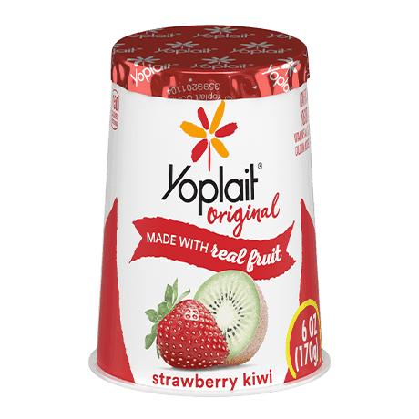 Yoplait Original Single Serve Strawberry Kiwi Yogurt, front of product.