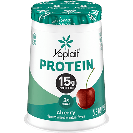 Yoplait protein cherry yogurt single serve, front of package