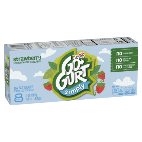 Yoplait Go-GURT 8 count Simply Strawberry, front of package