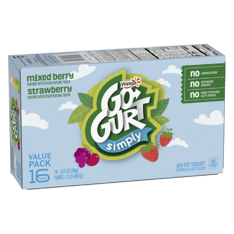 Yoplait Go-GURT 16 count Simply Strawberry, front of package