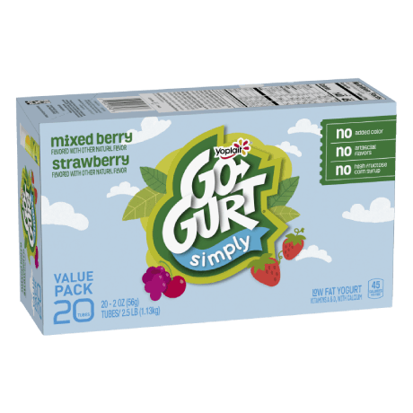 Yoplait Go-GURT 20 count Simply Strawberry, front of package