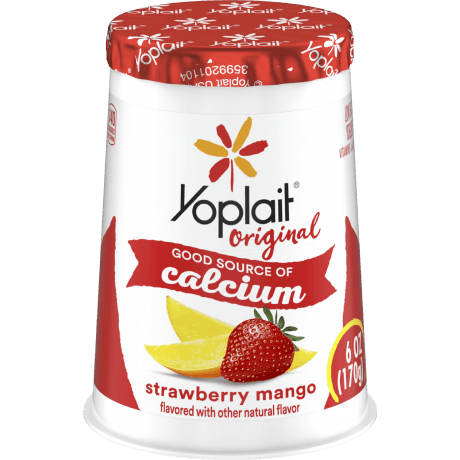 Yoplait Original Single Serve Strawberry Mango Yogurt, front of product.