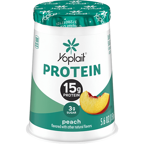 Yoplait protein peach yogurt single serve, front of package