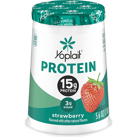 Yoplait protein strawberry yogurt single serve, front of package